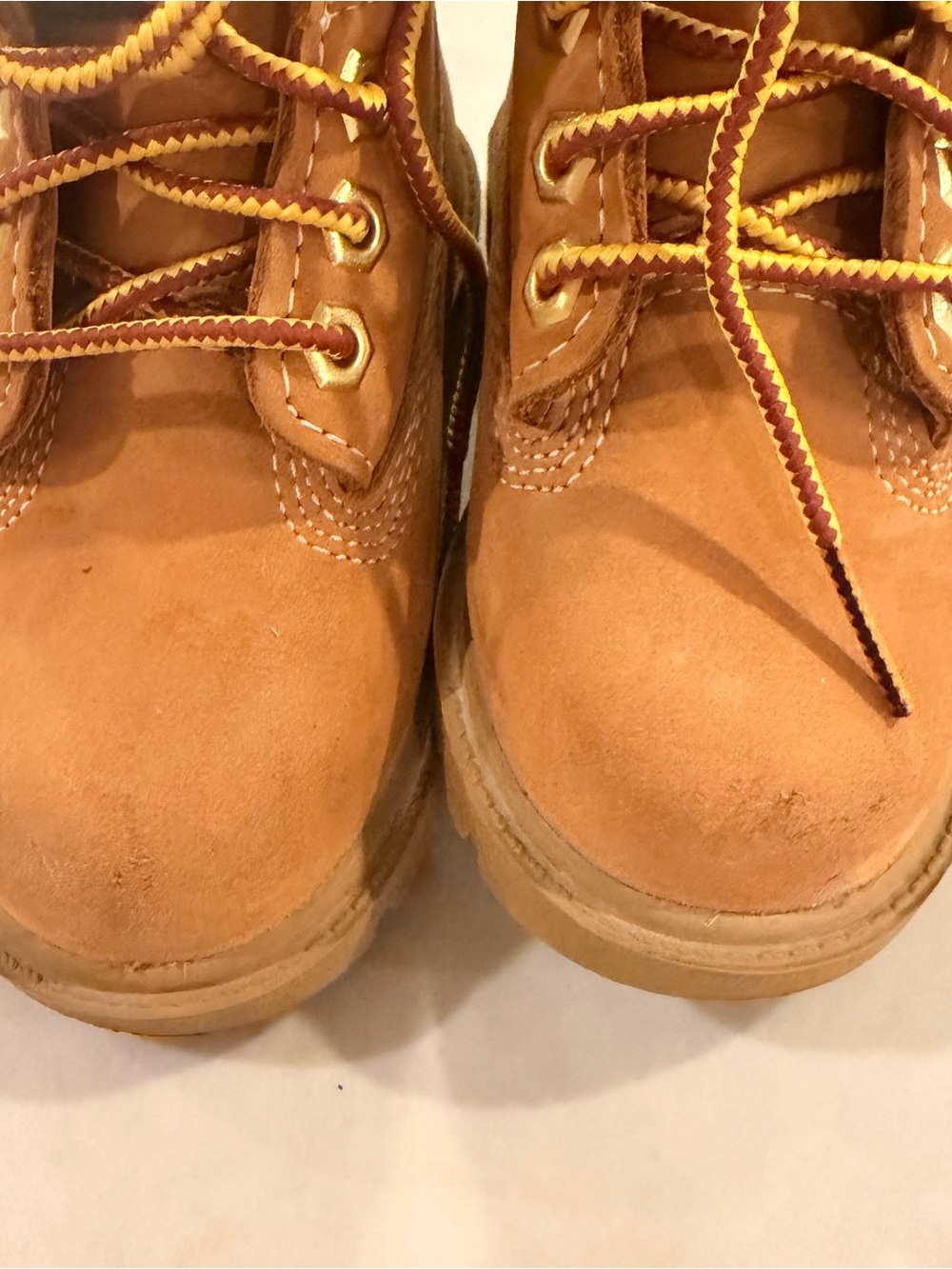 Timberland Kids Wheat Brown Lace-Up Boots with Yellow Contrast Laces - Picture 5 of 6